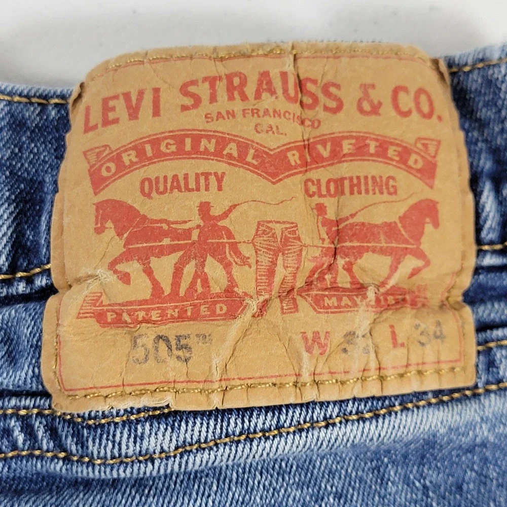 Levi Strauss 505 Mens Blue Wash Denim Jeans‎ W32 L34 Straight Fit